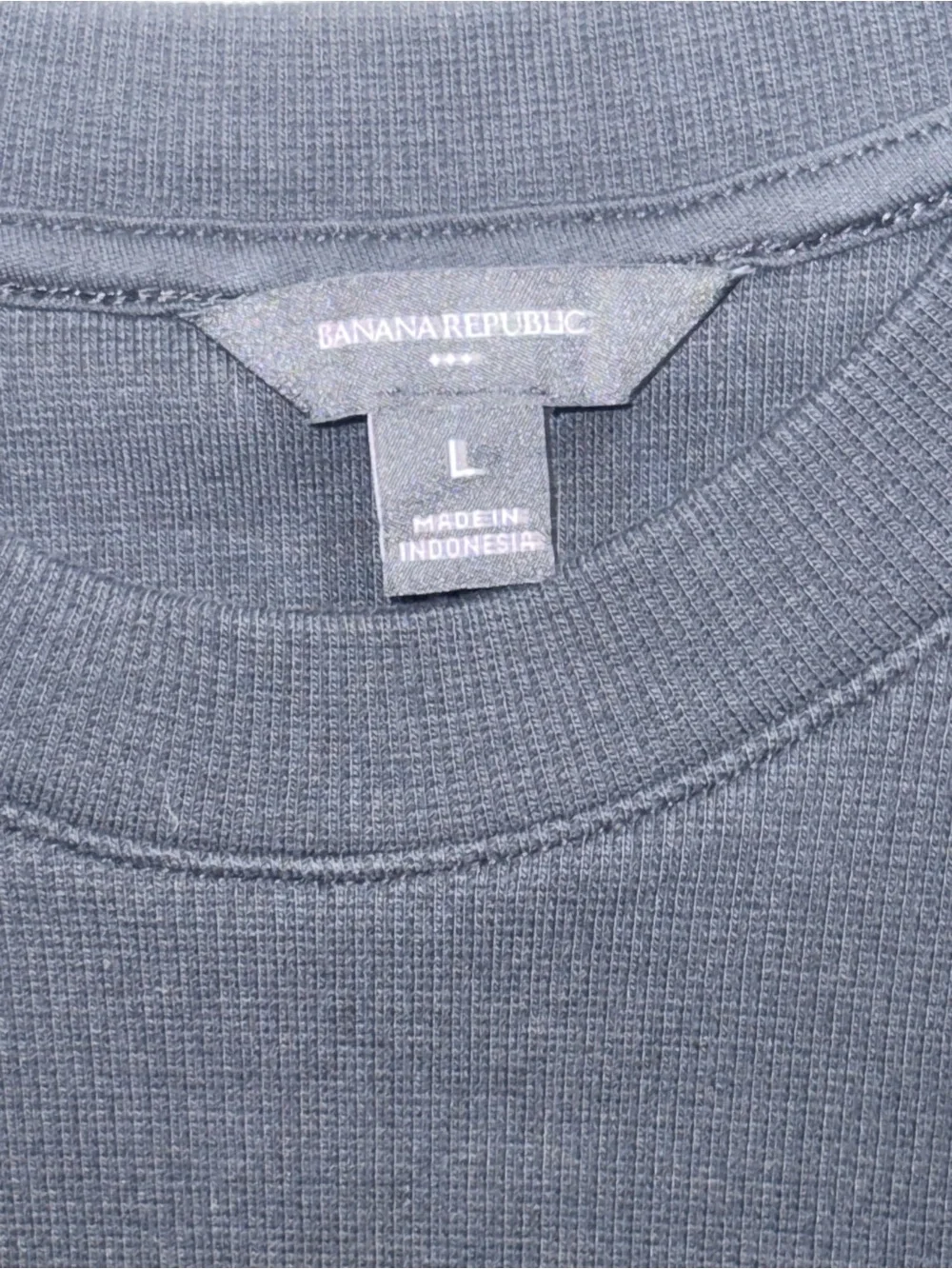 Banana Republic Mini Ribbed Short Sleeve Crewneck Shirt Black Size L EUC